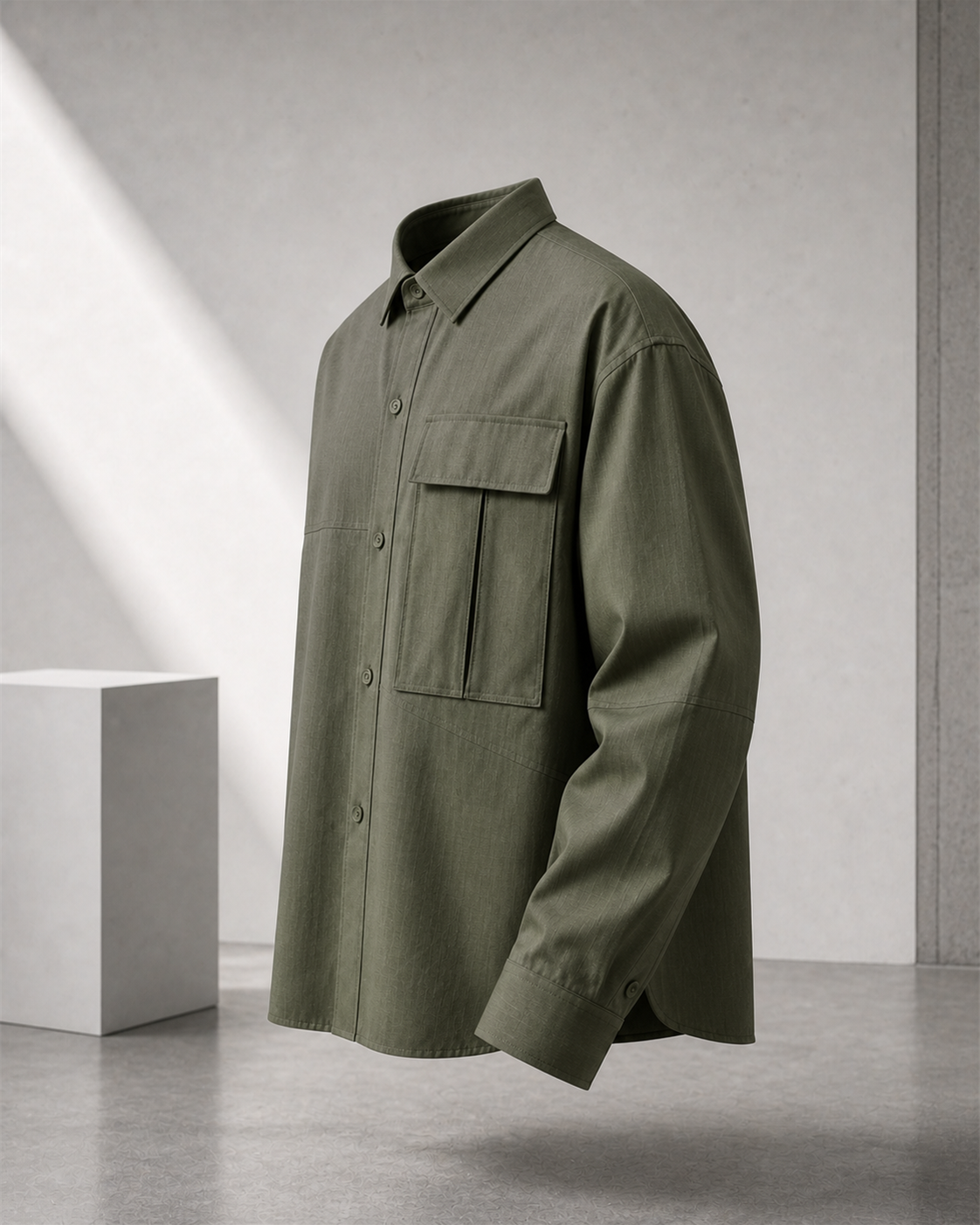 Green Utility Shirt side view