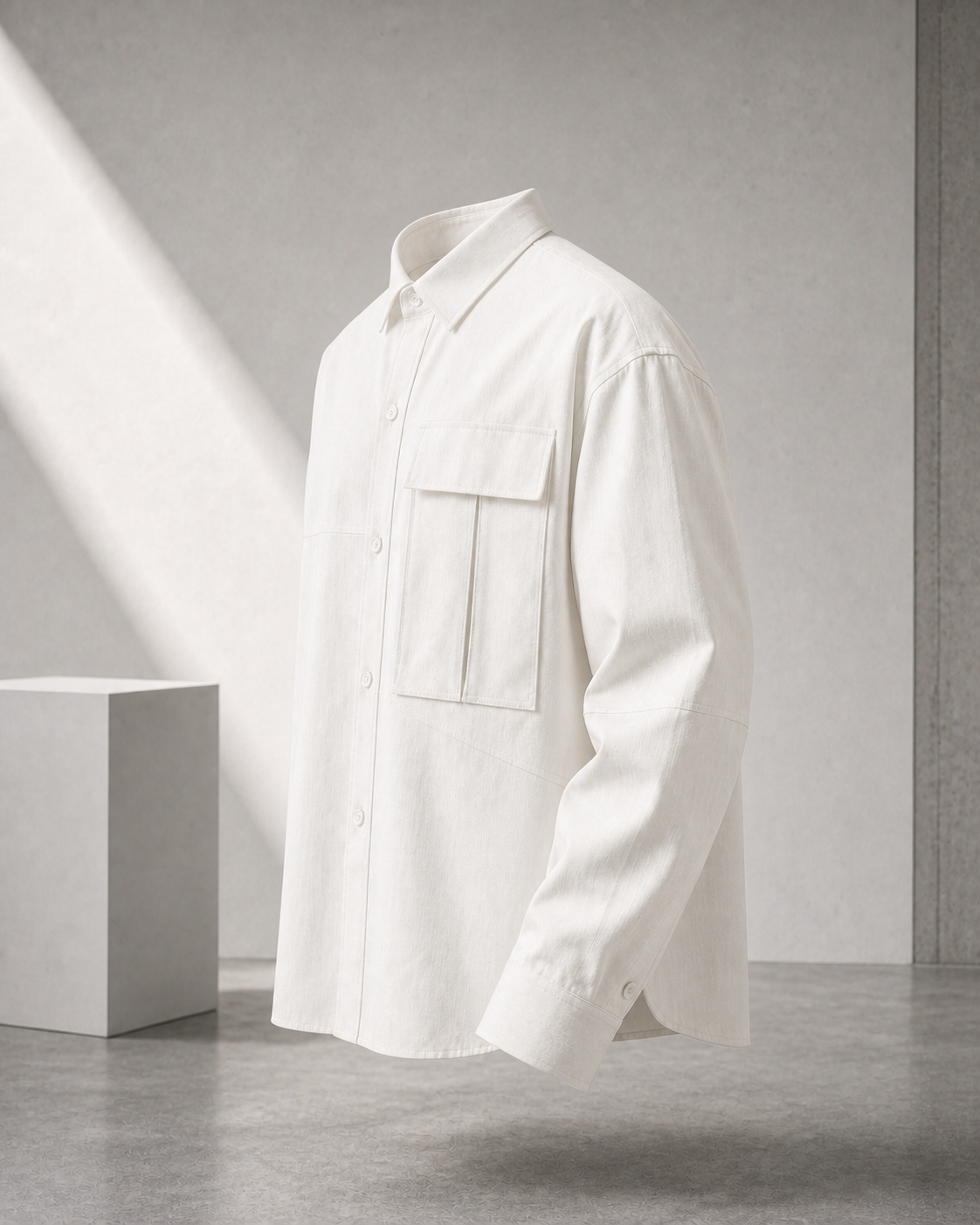 White Utility Shirt side view